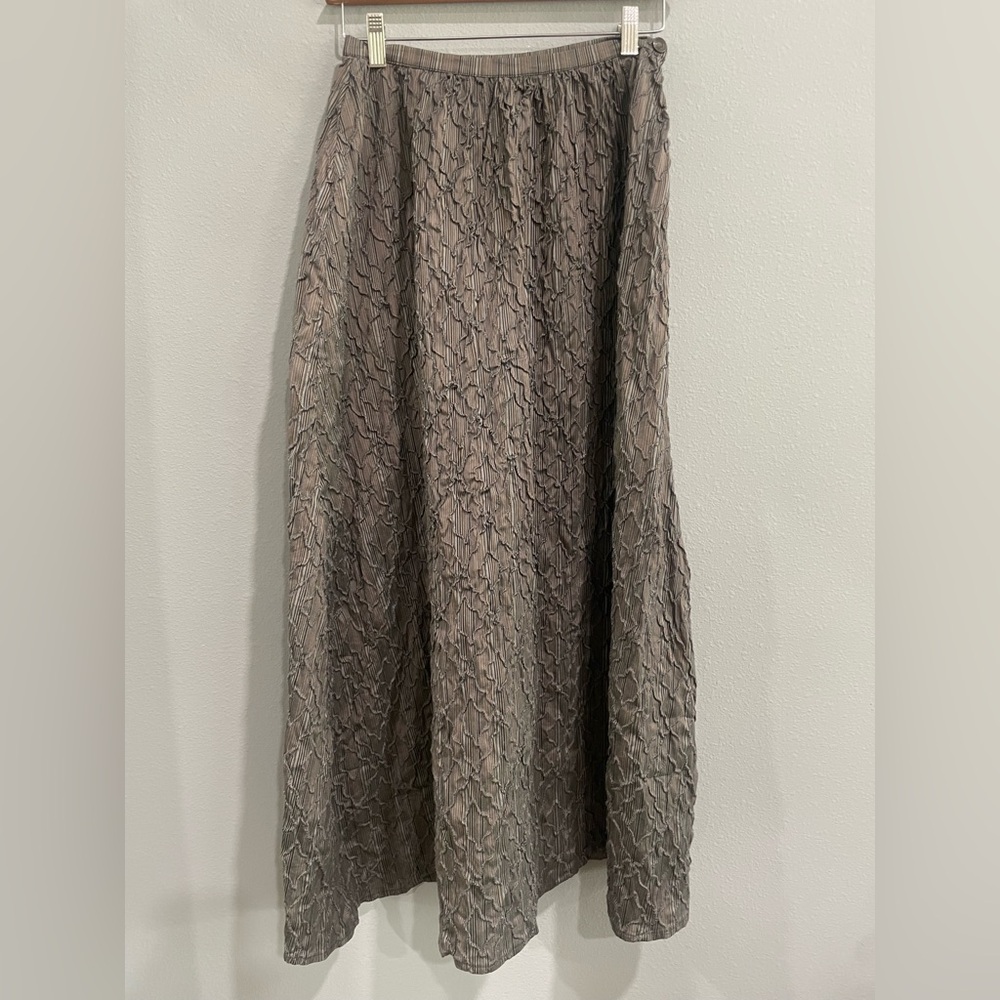 Vintage Piazza Sempione Textured Cotton Midi Skirt Made In Italy